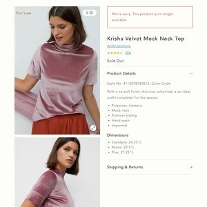 Anthropologie Top Krishna velvet moc neck
